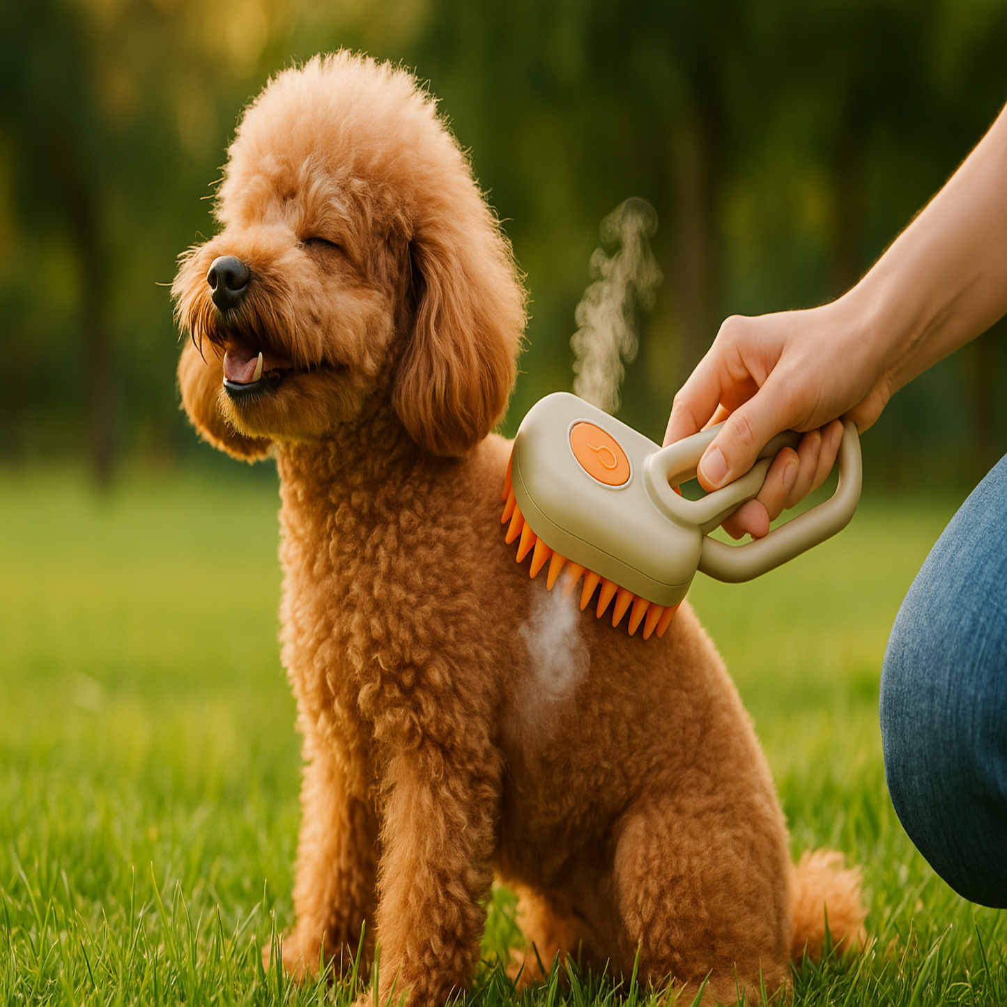 PetSteam™ — Cepillo 3 en 1 con Vapor y Masaje para Mascotas