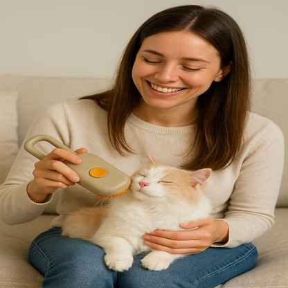 PetSteam™ — Cepillo 3 en 1 con Vapor y Masaje para Mascotas