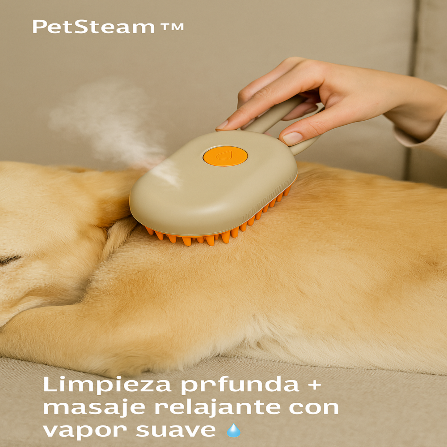 PetSteam™ — Cepillo 3 en 1 con Vapor y Masaje para Mascotas