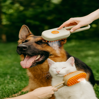 PetSteam™ — Cepillo 3 en 1 con Vapor y Masaje para Mascotas